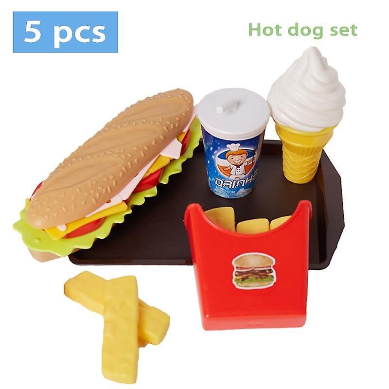 Slowmoose Children Pretend Simulation Food, Baby Play House Hamburger Dog French Fries Hot dog set