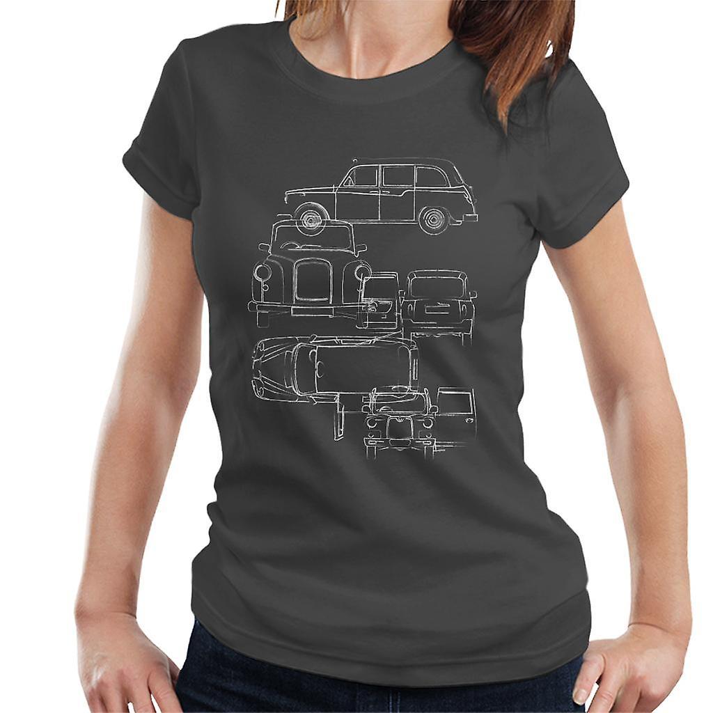 London Taxi Company Blueprint Women's T-Shirt Charcoal Small