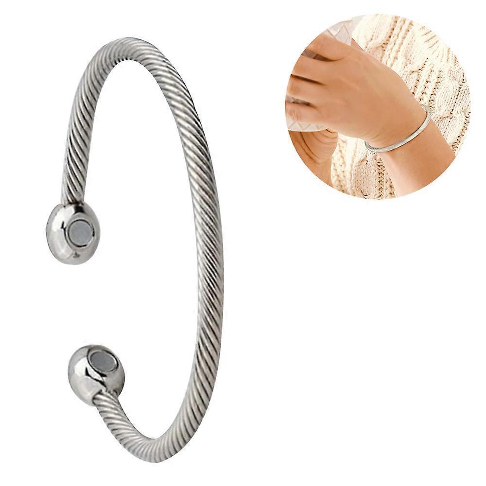 Magnetic Copper Bracelet Therapy Arthritis Pain Relief Bangle Magnetic Bracelet-Silver