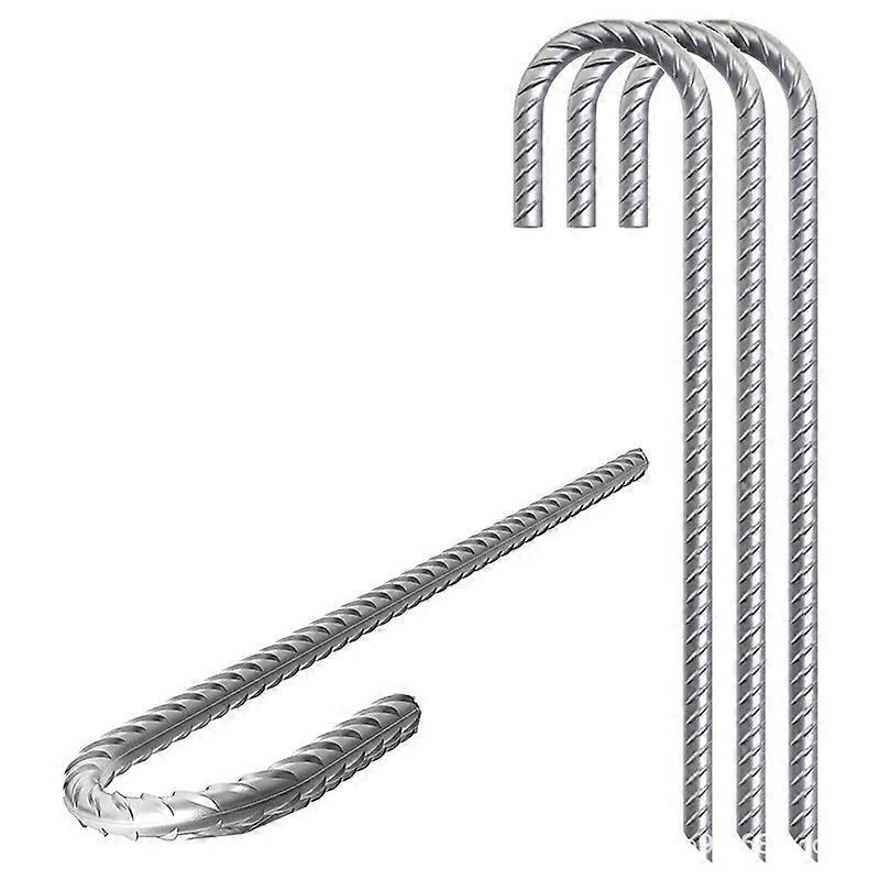 Denuotop Ground Spikes, Garden Pegs, Rebar, Galvanized Steel L Hooks, Heavy Duty Ground Anchors for Camping Trampoline Fence