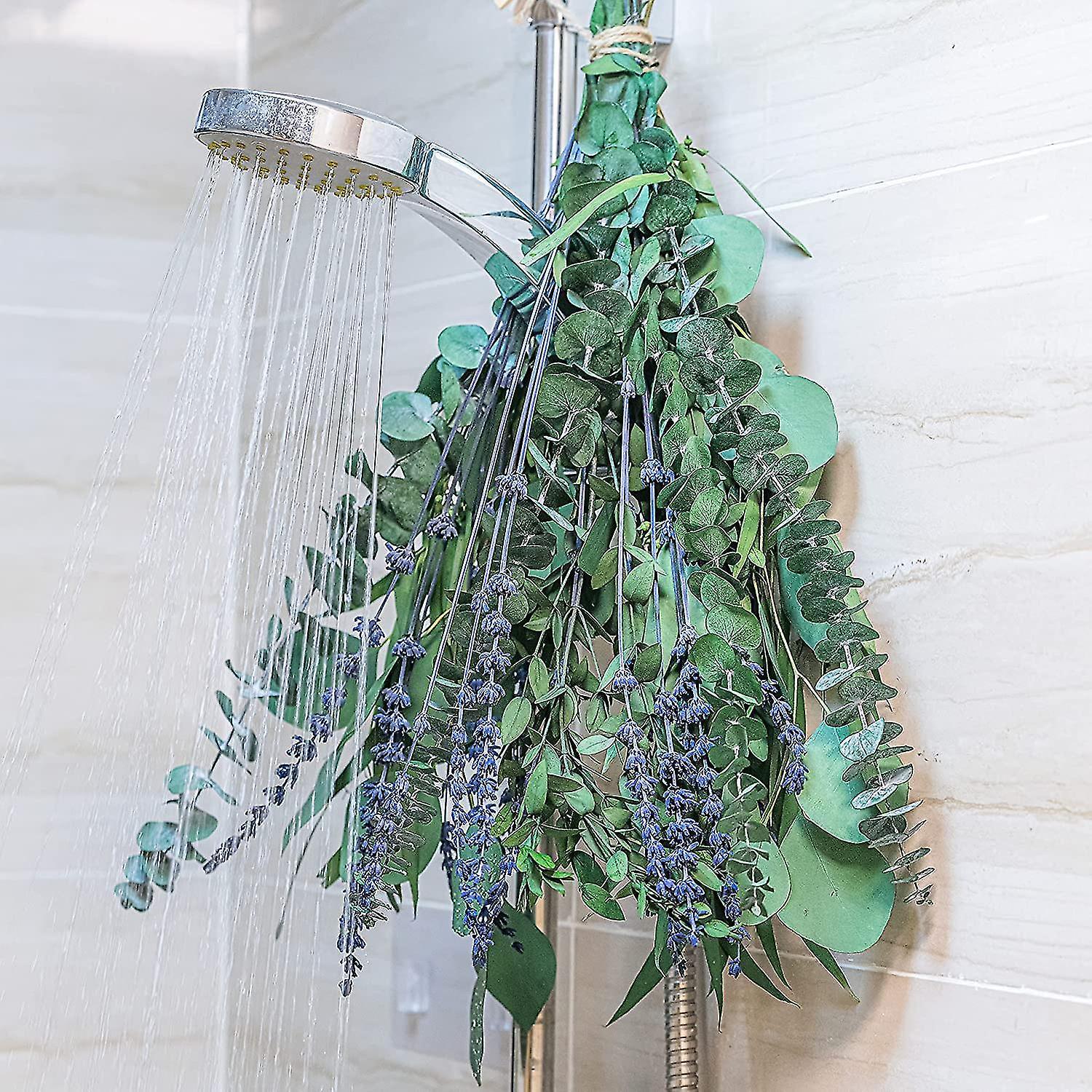 Tianzun Fresh Mix Eucalyptus & Lavender Bouquet For Shower, Natural Eucalyptus Leaves Shower Decor Aromatic Lavender