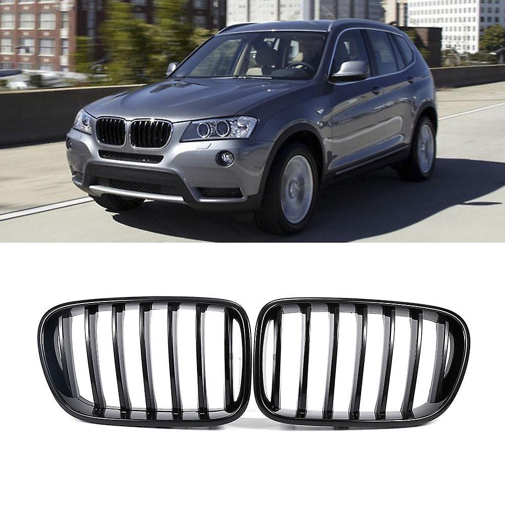 Auto Parts One Pair Abs 2010-2013 Glossy Black Car Front Gril For Bmw X3 F25 1 Line Slats Front Bumper Kidney Grille Auto Accessories