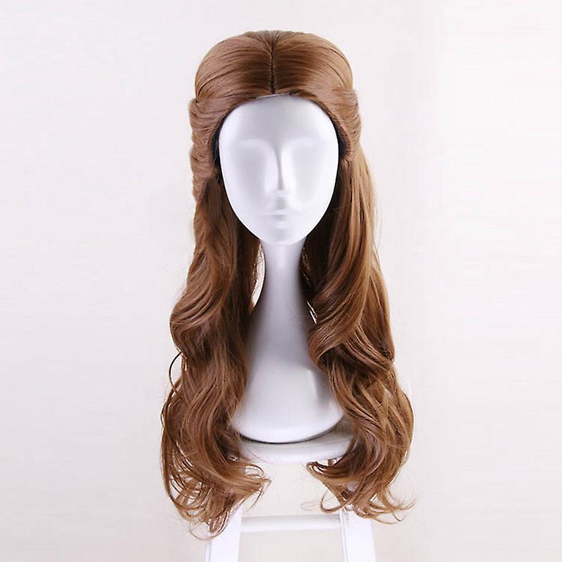 Bolongking Beauty and The Beast Princess Belle Wig Cosplay Costume Synthetic Hair Halloween Party Role Play Wig+ Free Wig Cap