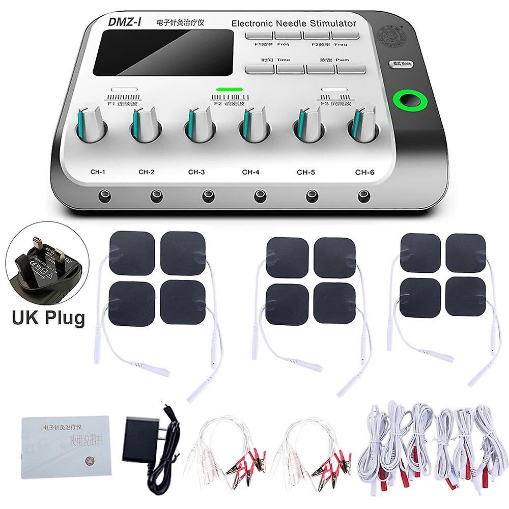 Carrep 6 Output Electric Electroacupuncture Acupuncture Needle Body Muscle Stimulator Physiotherapy Tens Machine Relax Massager Device UK Plug