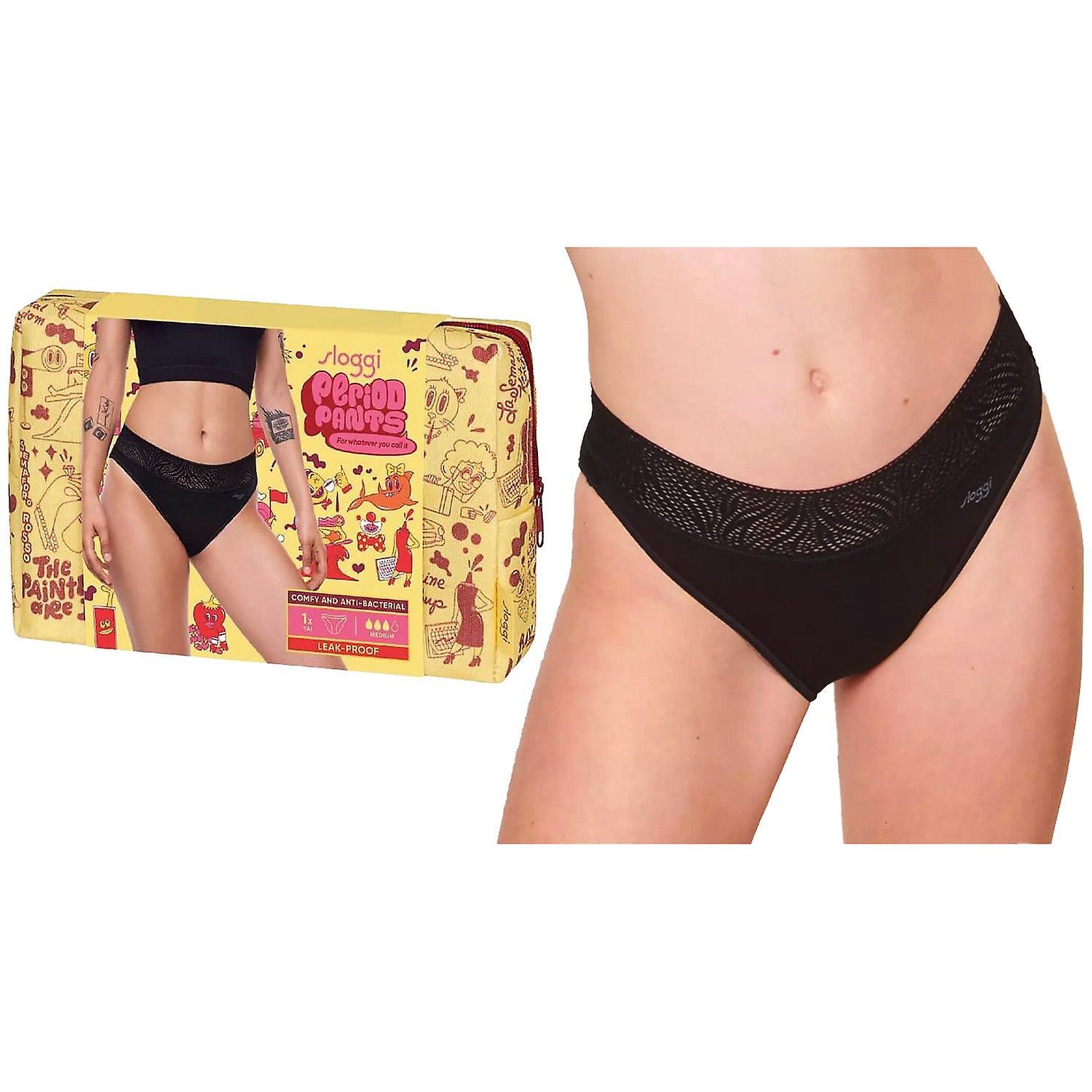 Sloggi period pants tai medium leakproof womens underwear black menstrual panties undies Xs