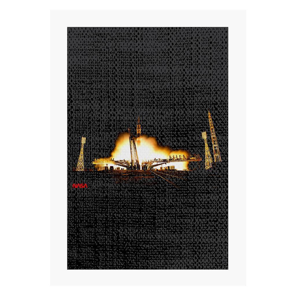 NASA Soyuz Rocket Launch Shot A4 Print Black 21cm x 29.7cm