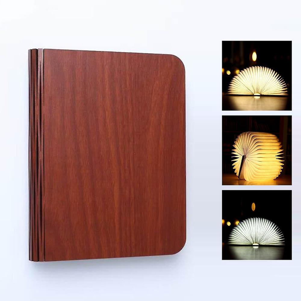 GreenZech Fordable night led book-light usb rechargeable magnetic 3 color Wood cover-brown 21.5x17x2.5cm