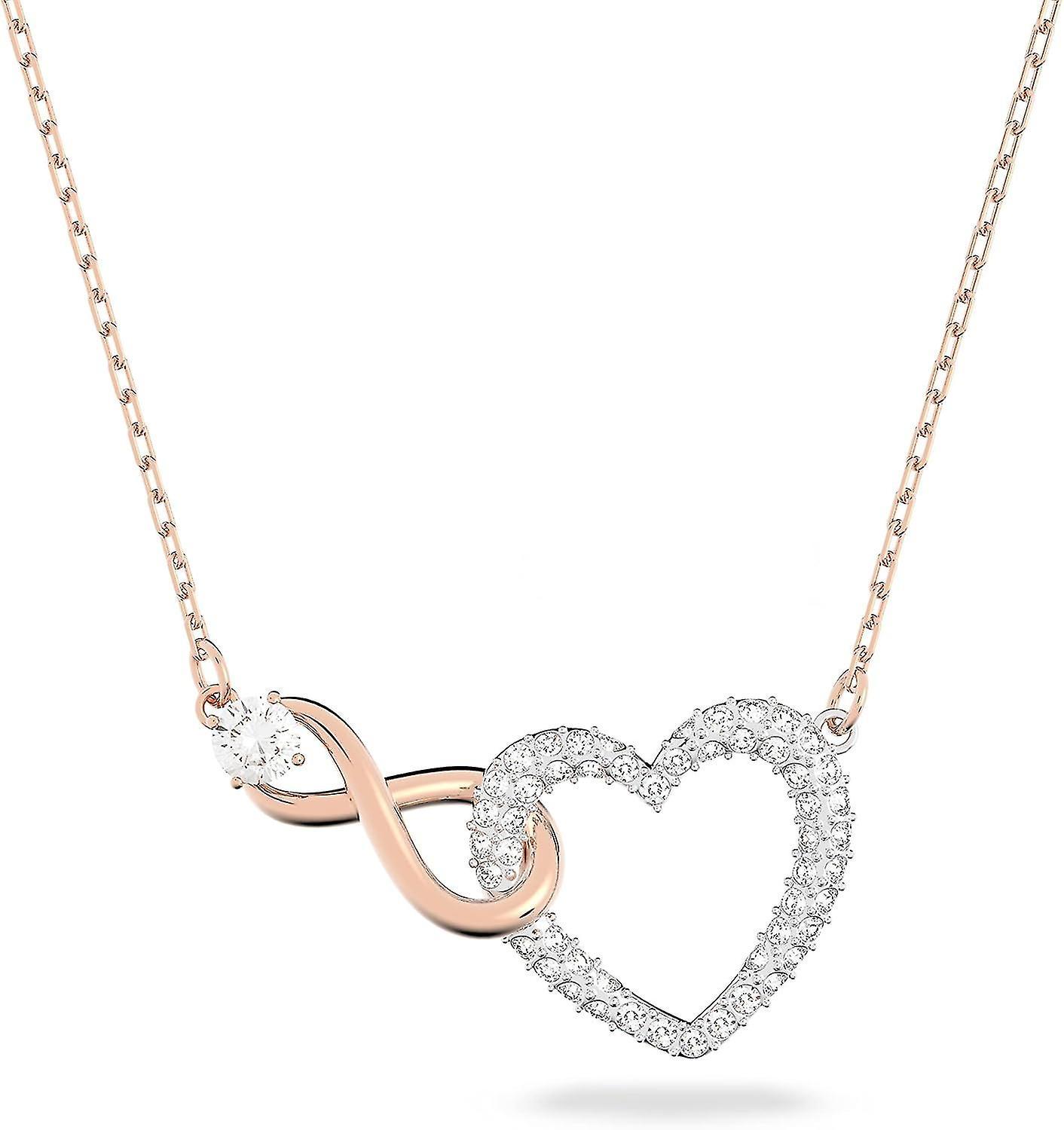 Whbyv Infinity Heart Jewelry Collection, Necklaces and Bracelets, Rose Gold & Rhodium Tone Finish, Clear Crystals Pendant Necklace