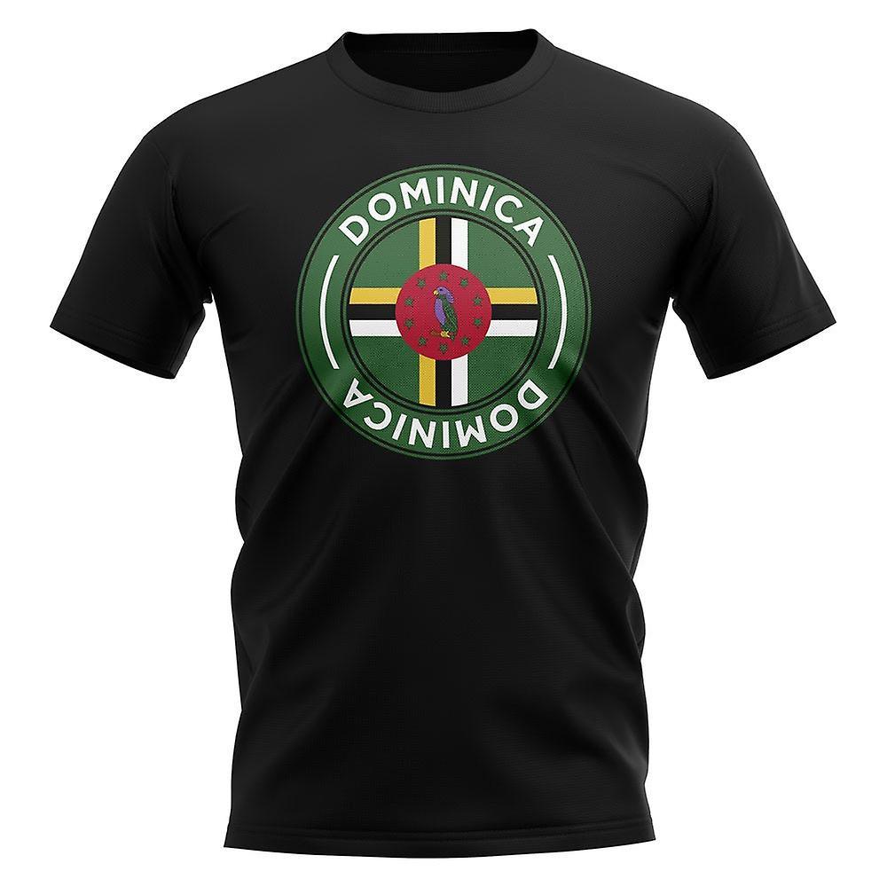 UKSoccerShop Dominica Football Badge T-Shirt (Black) XLB (12-13 Years)