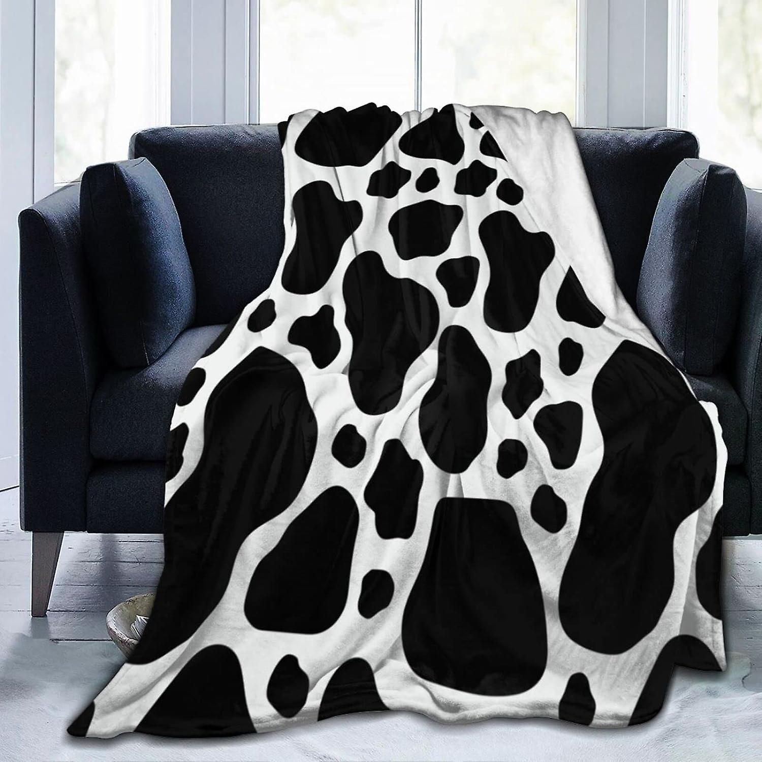 Kerota Flannel Print Blanket Cow Print Throw Blanket, Soft Throws, Warm Blanket For Sofa Bed Couch Throw 50x40in 125x100cm