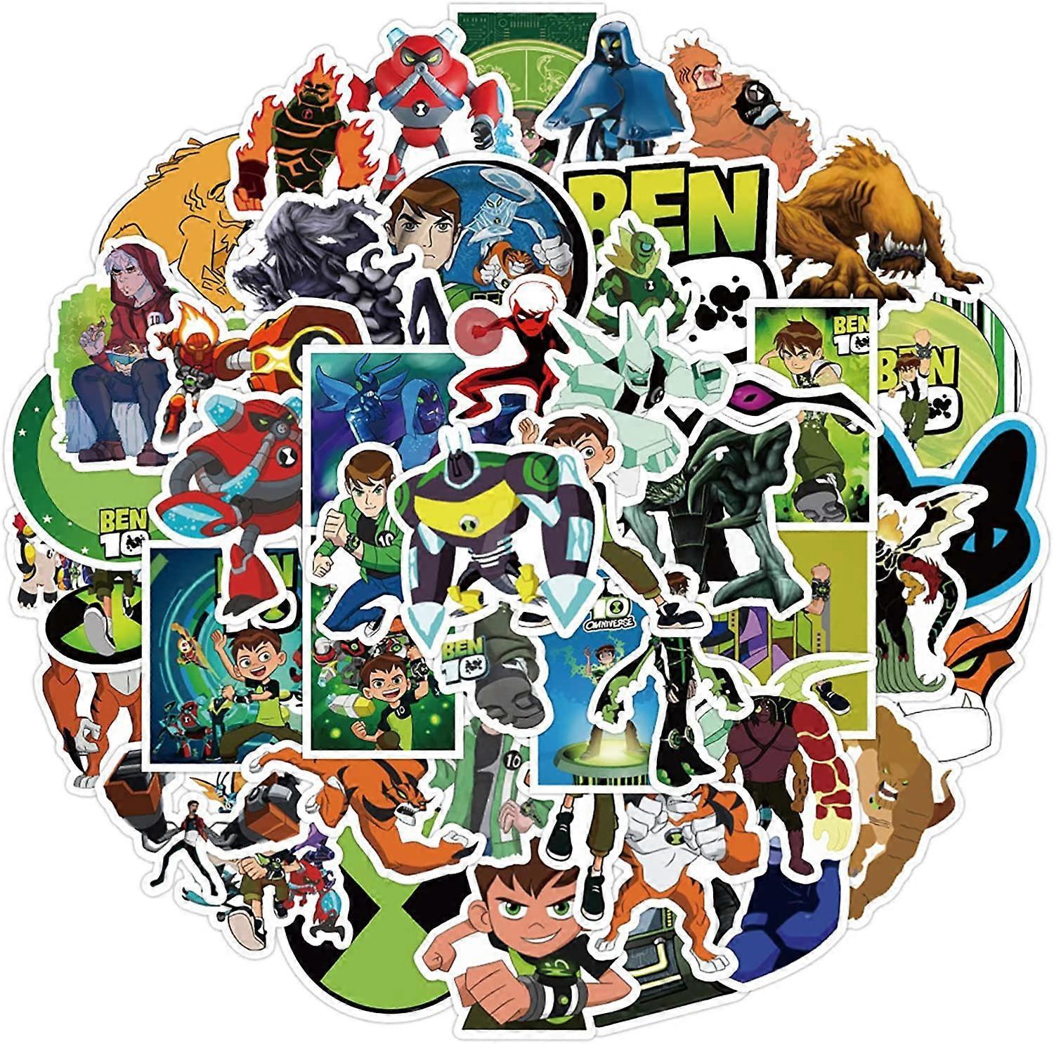 Ubiuo Ben 10 Stickers Cool Anime Stickers for Kids Laptop,50pcs Funny Cartoon Stickers Waterproof Vinyl Stickers for Water Bottle Journal Computer ...