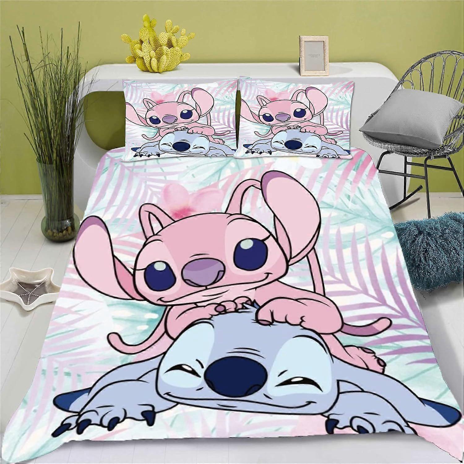 Kerota Lilo & Stitch Children's Bedding Set, Polycotton Microfiber, Lilo and Stitch, for Boys and Girls Single135x200cm