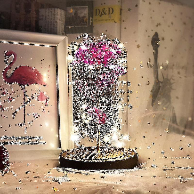 Tianzun Beauty And The Beast Rose Enchanted Flower With Led Light In Glass Dome For Christmas Valentine's Day Mother's Day Birthday Best Gifts For ...