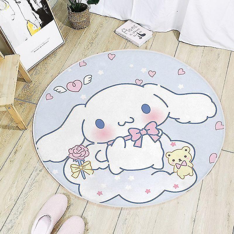 Ssylune Kawaii Sanrio Cinnamoroll Round Carpet Cartoon Cute Living Room Bathroom Non-slip Mat Bedroom Children's Room Bedside Floor Mats Cinnamorol...