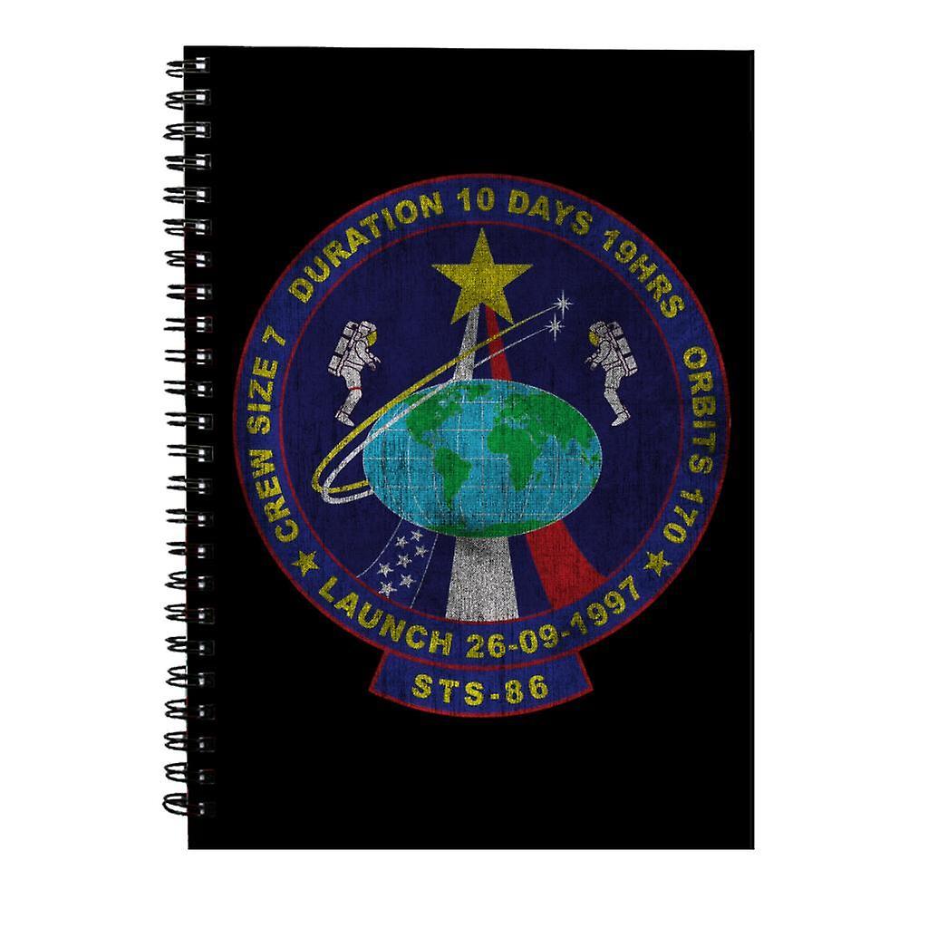 NASA STS 86 Atlantis Mission Badge Distressed Spiral Notebook Black 15 x 21 cm