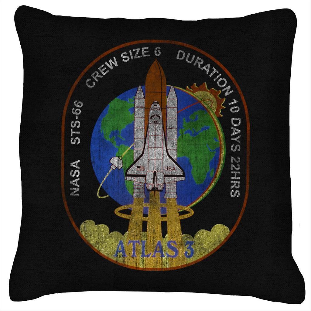 NASA STS 66 Atlantis Mission Badge Distressed Cushion Black 40 x 40cm