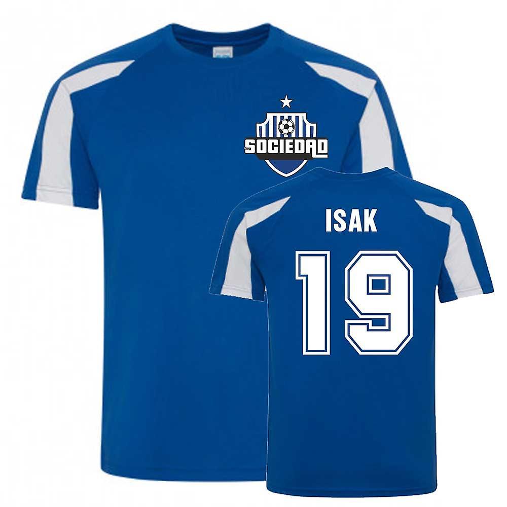 UKSoccerShop Alexander Isak Sociedad Sports Training Jersey (Blue) Medium (38-40 inch)