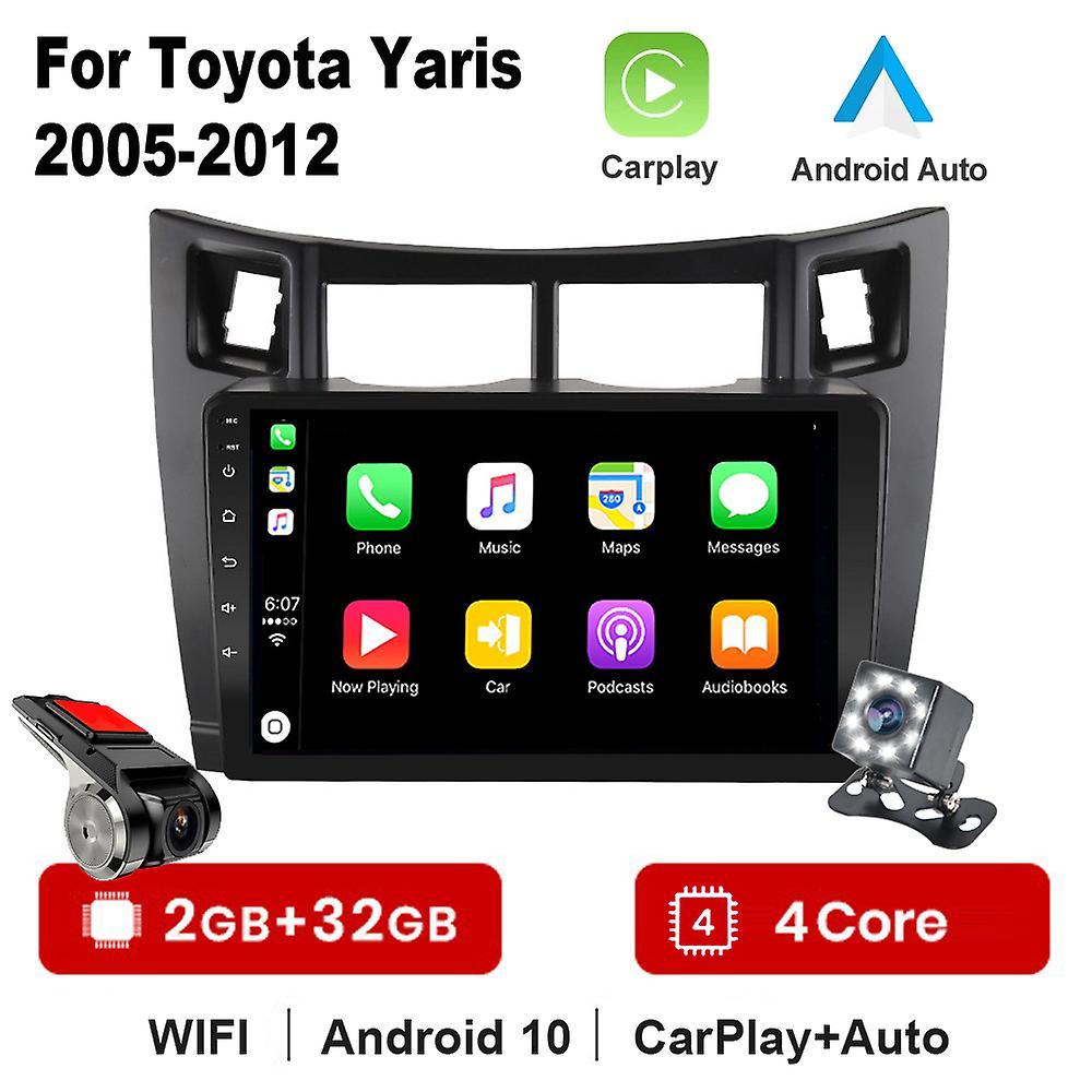 Loerss 4g+64g Car Multimedia Player For Toyota Yaris 2007 Radio Fascia Car Radio 2005 - 2012 Android Gps Navigator 2 Din Carplay Stereo (2G 32G)Car...