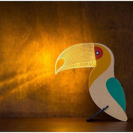 Ln-magic Veilleuse Acrylique Crative Animaux En Bois Lumires Led De Dcoration De Salon Et De Chambre  Coucher Lumires Led En Forme De Toucan - Mzoz8