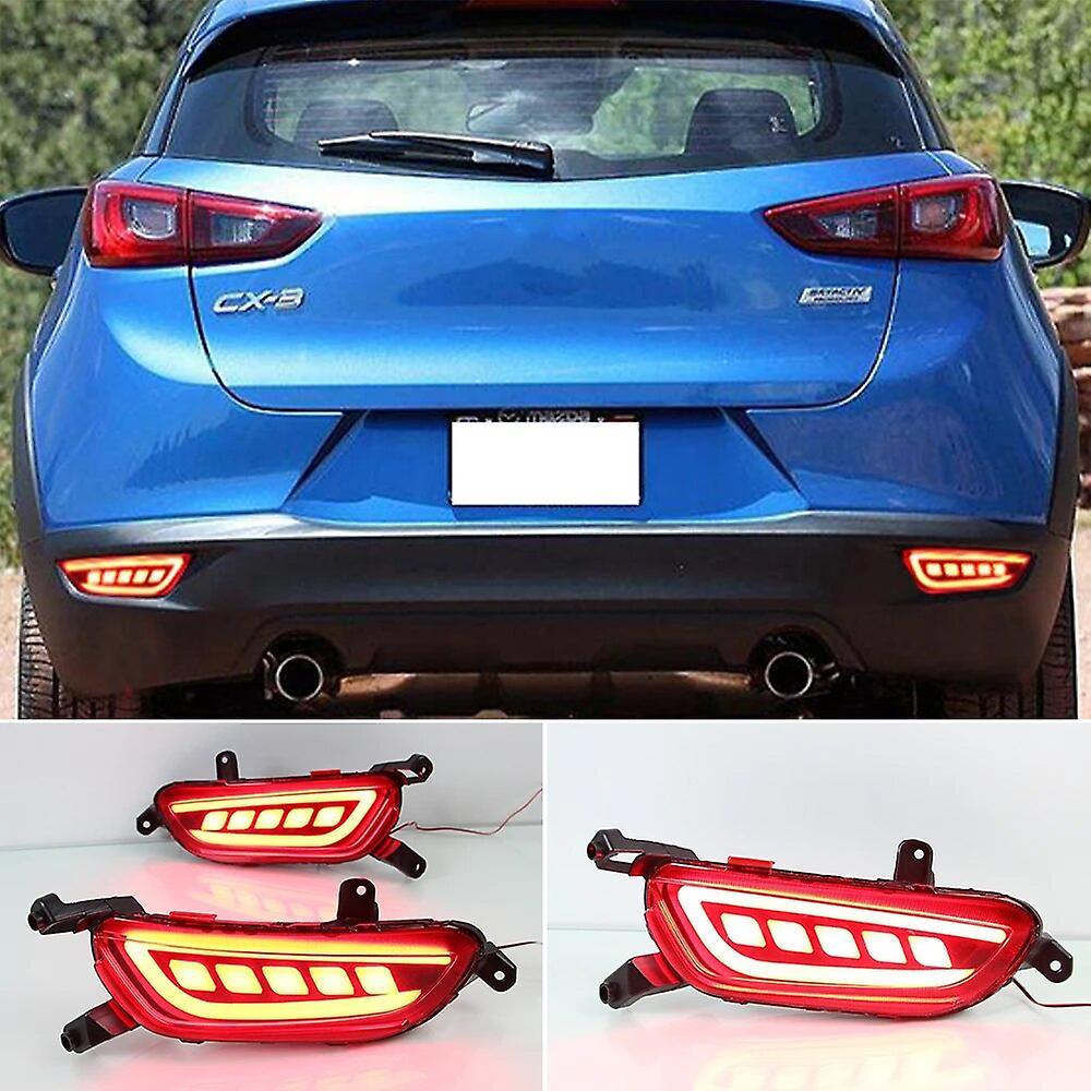 Eccpp Car Flashing 2PCS Car LED Rear Fog Lamp Brake Light Turn Signal Light Reflector For Mazda CX-3 CX3 2015 2016 2017 2018 2019 2020 3 Functions