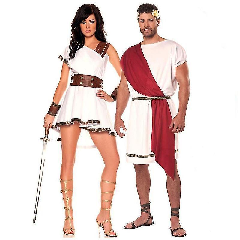 Ancient Greek King Costume Full Set Roman Gladiator Cosplay Halloween Carnival Costume For Men Women Whbyv M