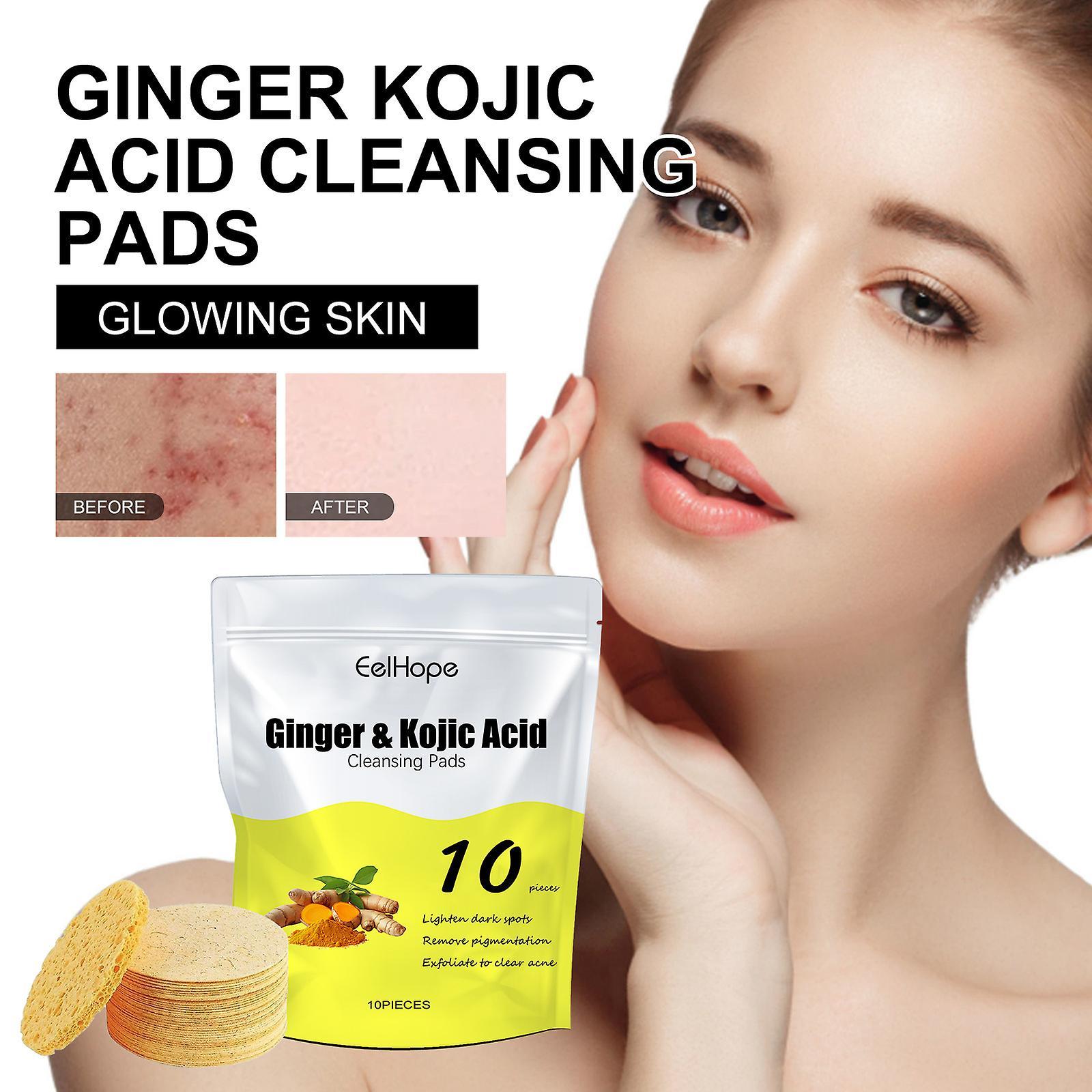 Frusde Turmeric Kojic Acid Pads, 2024 New Kojic Acid and Turmeric Cleansing Pads, Compressed Facial Sponges for Cleansing Exfoliating 30pcs