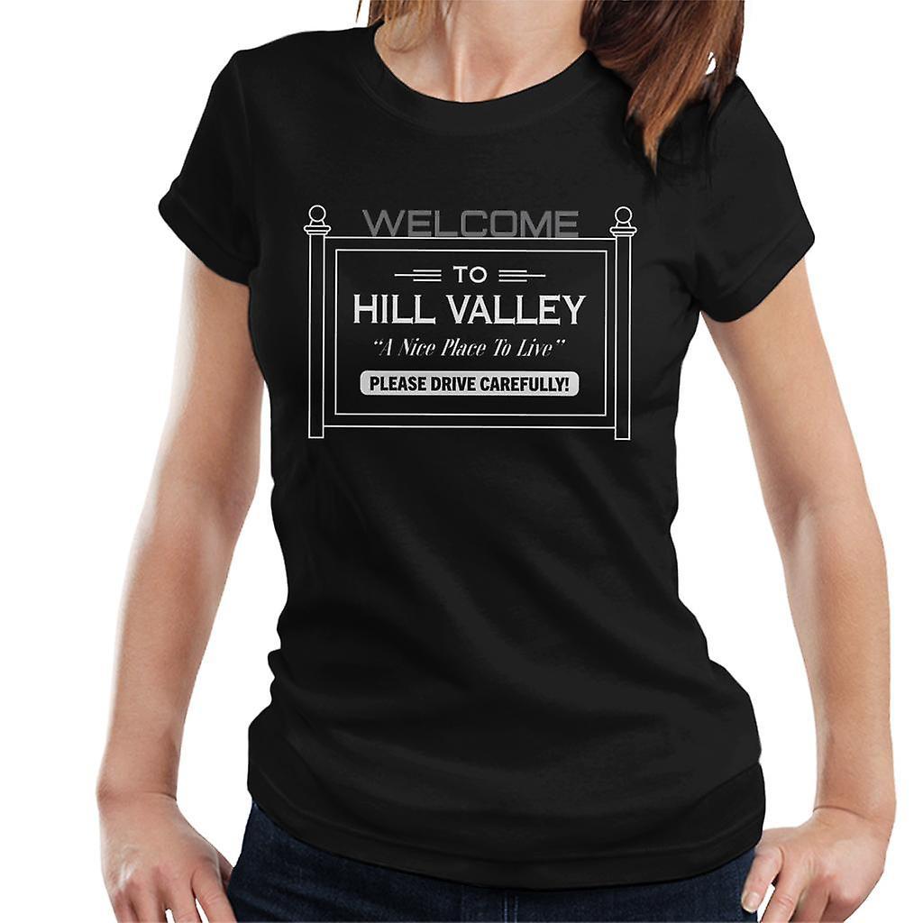 Back to the Future Welcome To Hill Valley Women's T-Shirt Black Large