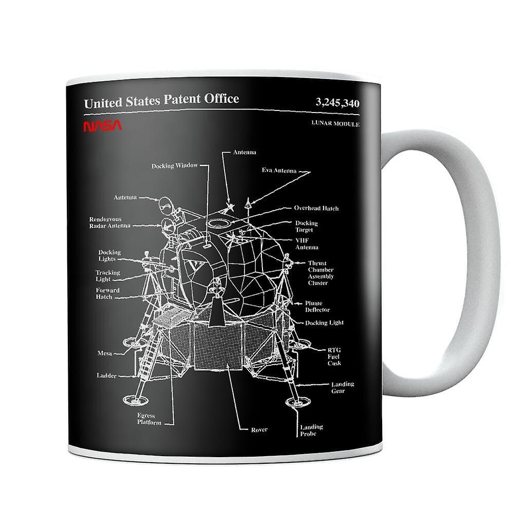 NASA Lunar Module Blueprint Mug Black 10oz