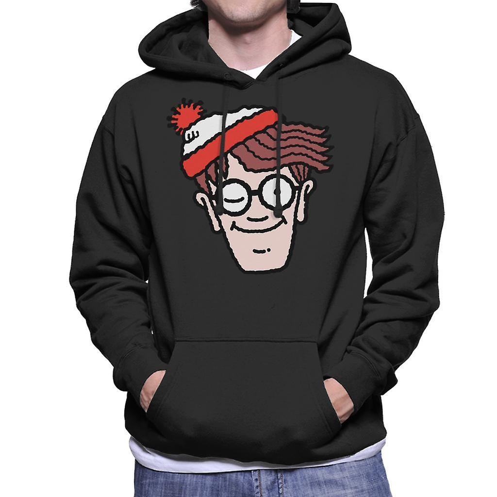 Wheres Wally Where's Wally Winking Men's Hooded Sweatshirt Black Small