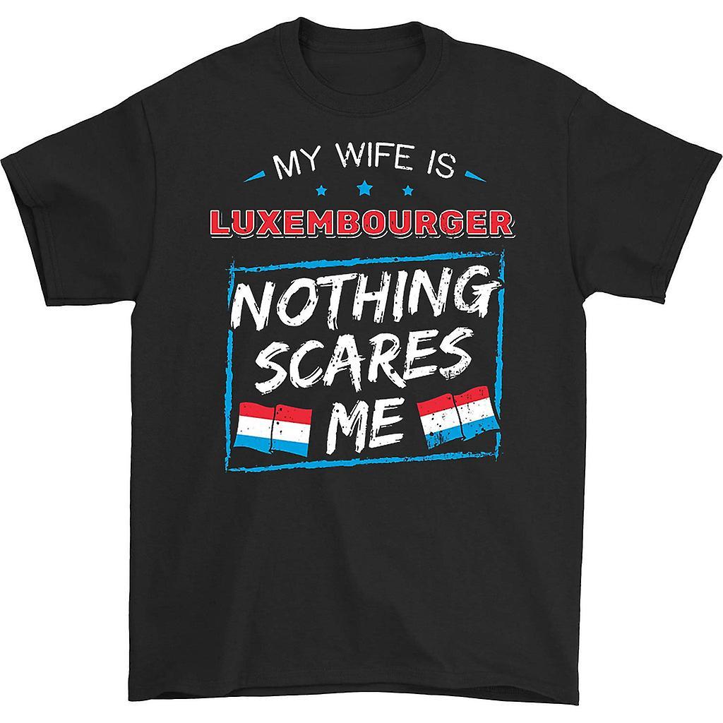 HISHARK My wife is luxembourger nothing scares me t-shirt black M