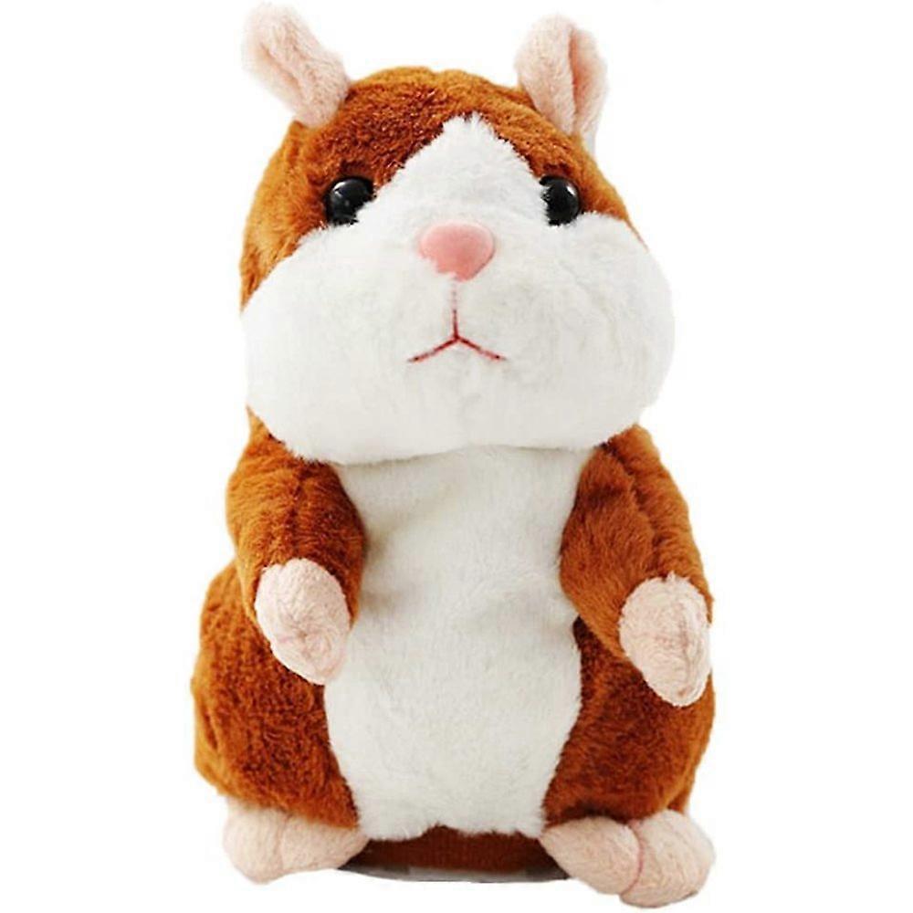 Wuhing-SJ-Plush Hamster Repeat What You Say Funny Hamster Plush Toy Interactive Stuffed Animal Birthday Gifts For Kids (Tan)