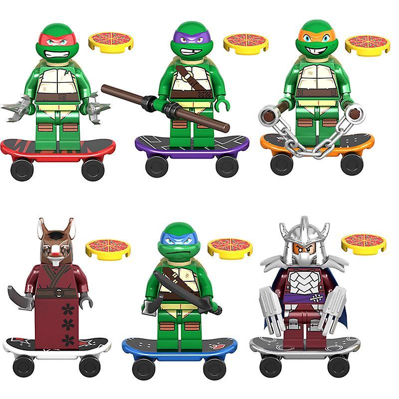 Sfygv Ksz723 Teenage Mutant Ninja Turtles With Skateboard Stickers Children's Educational Assembled Building Blocks Minifigure Toys Foreign Trade B...