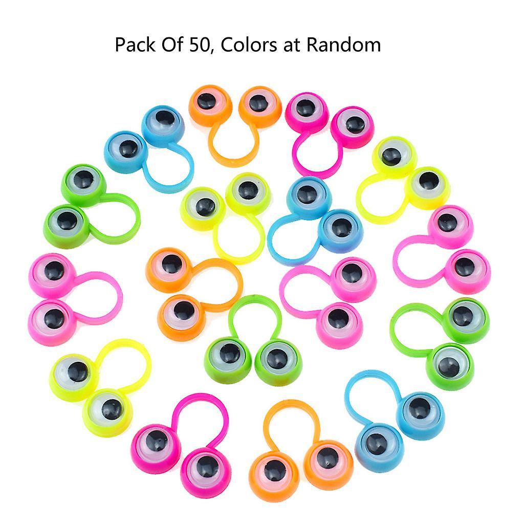 unbrand 50 Pcs/set Eye Finger Puppets Googly Eyes Rings Cartoon Finger Rings Eyeball Ring Kit Party Favors Gift For Kid Boy Girl