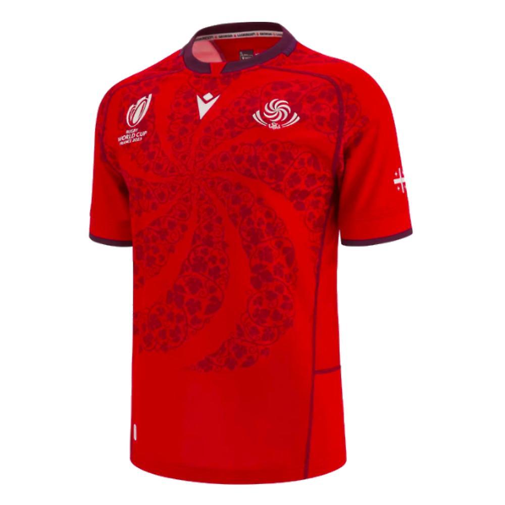 Macron 2023-2024 Georgia Rugby Replica Home Shirt Red Large Adults