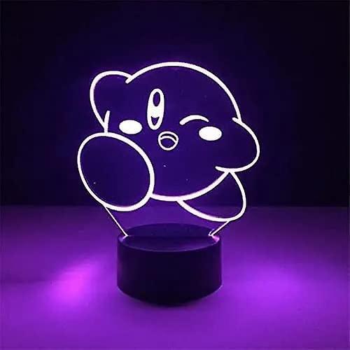 Xcy 3D Night Lights for Boys Girls Kirby 3D Night Light Cute Cartoon Game Anime Home Decoration Lamp Kawaii Kids Birthday Gift Lamp Led Illusion Light