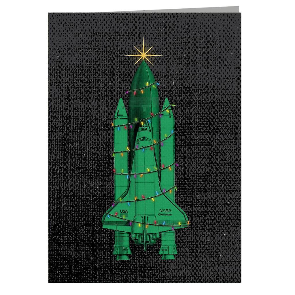 NASA Challenger Shuttle Christmas Tree Greeting Card Black 14.5 x 21cm