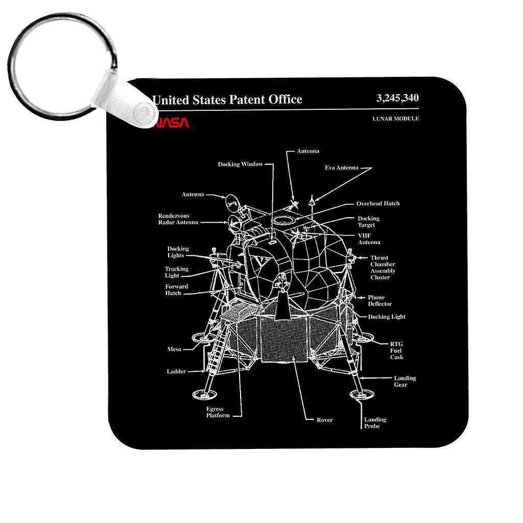 NASA Lunar Module Blueprint Keyring Black 5cm x 5cm