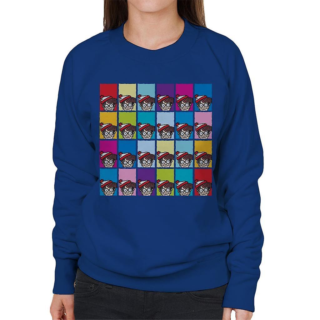 Wheres Wally Where's Wally Colourful Tiles Women's Sweatshirt Royal Blue X-Large