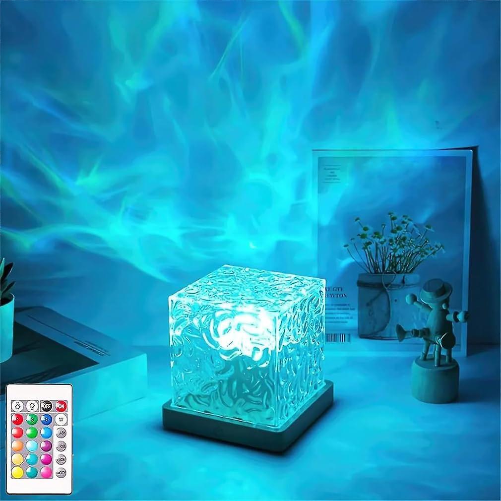 Frusde Celestial Water Lamp, Northern Lights Cube Midnight Aura Lamp, 16 Colors Dynamic Water Wave Night Light with Remote, Rechargeable