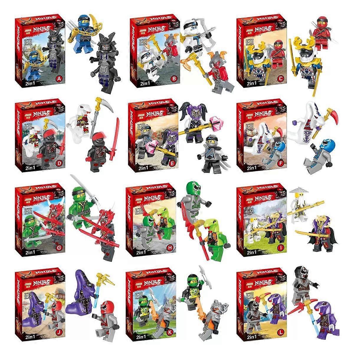 Sunvivid 24PCS Two-Person Ninjago Series Villain Building Block Minifigures Puzzle Building Toys