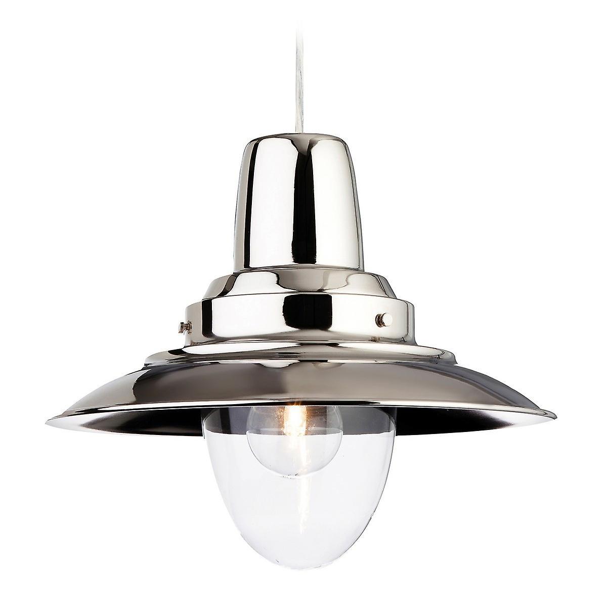 Firstlight Lighting Fisherman 1 Light Dome Ceiling Pendant Chrome, Clear Glass, E27