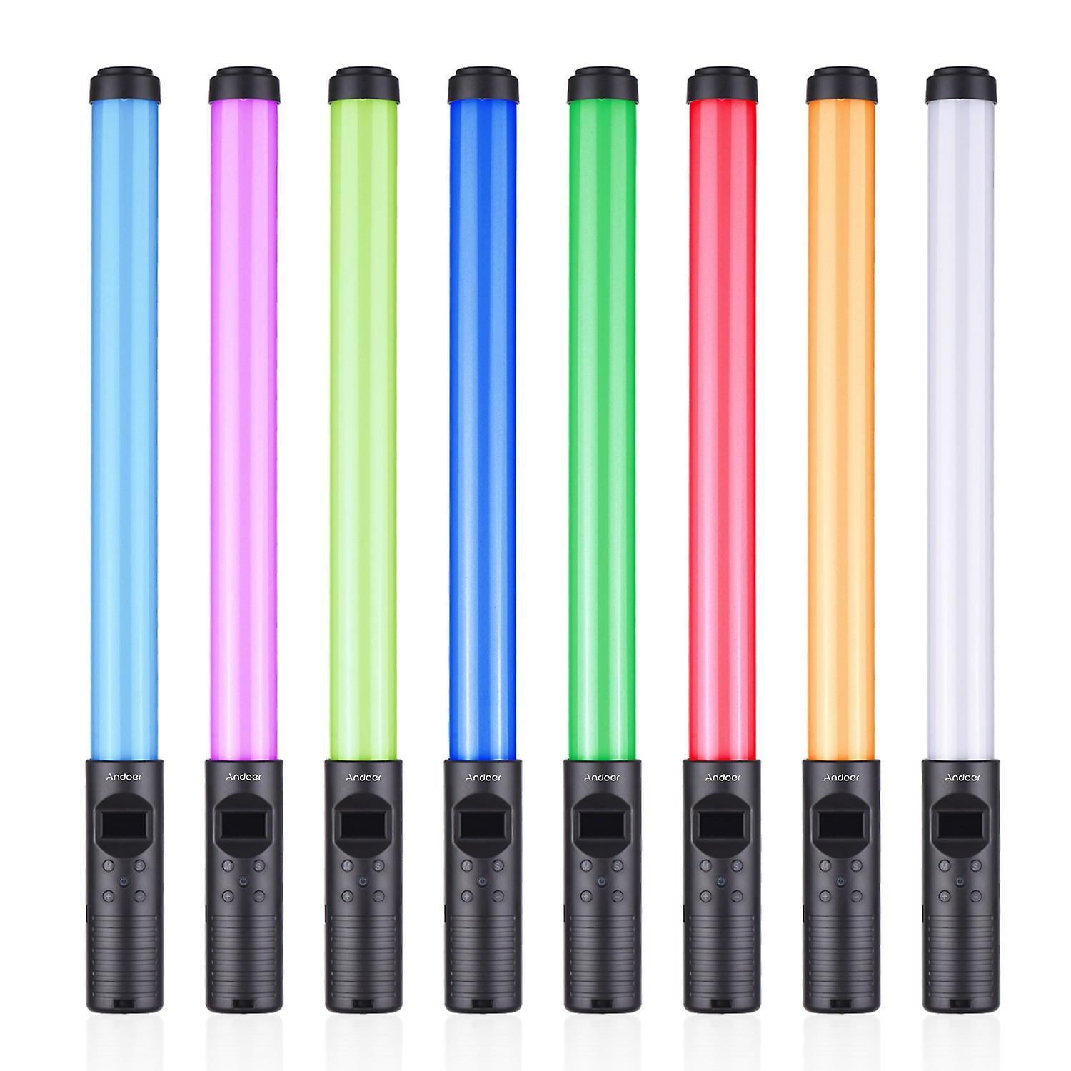 Andoer-2 Andoer RGB Handheld LED Video Light Tube Photography Light Wand 3000K-6000K Dimmable 10 Lighting Eff