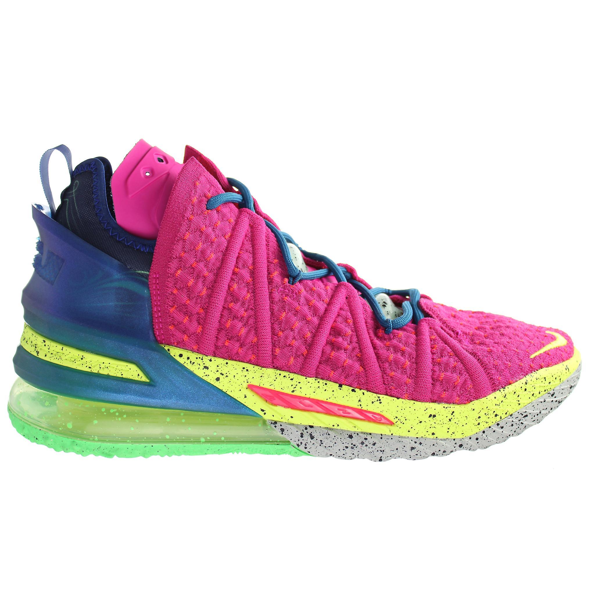 Nike Lebron XVIII "Los Angeles By Night" Lace-Up Pink Synthetic Mens Trainers UK 8 EU 42.5 US 9