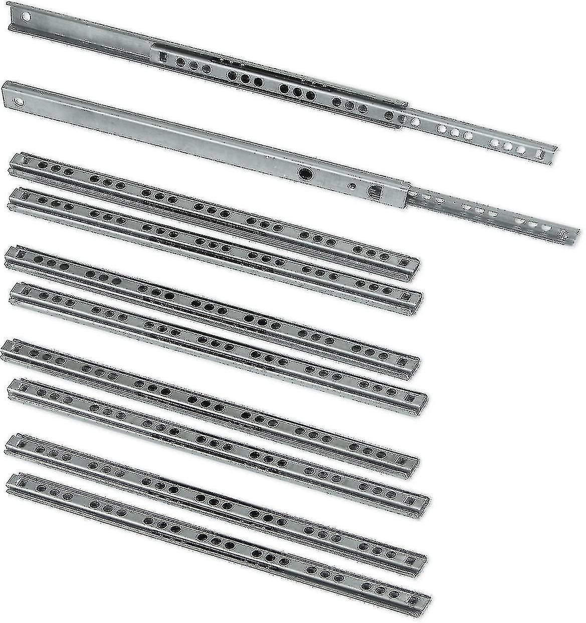 Pack Of 5 Pairs (10 Pieces) Slides/ball Slides Extract Part 17mm X 278mm For Drawer, Zinc Plated Xixi 450mm