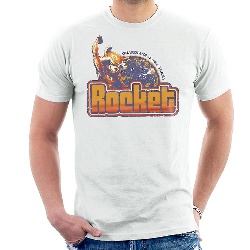 Marvel Guardians Of The Galaxy Retro Rocket Raccoon Men's T-Shirt White Small