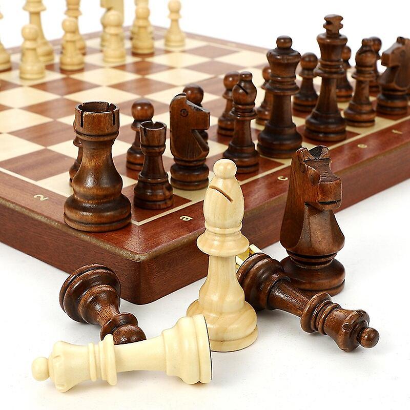 Autoeuro Wooden Chess Set Table Game High Grade 4 Queen Chess Game Kinght Mahogany Chessboard