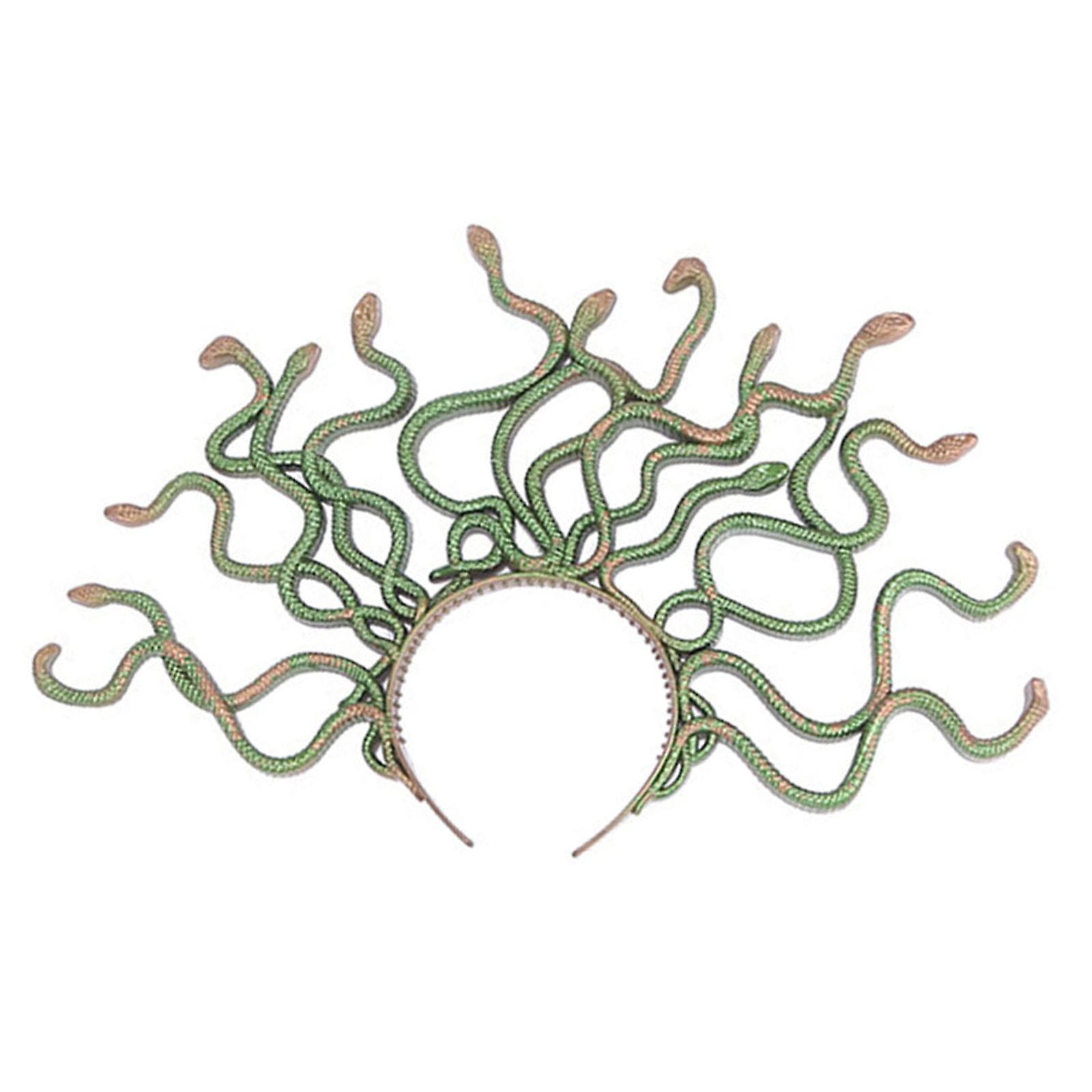 Unbrand Halloween Headband Medusa Curved Snake Hair Hoop Carnival Cosplay Party Prop Green