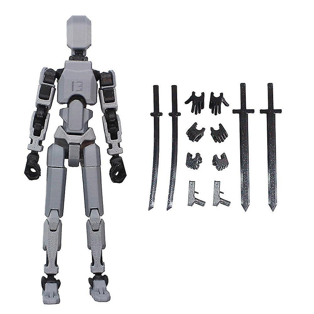 Aswei T13 Action Figure Titan 13 Action Figure Robot Action Figure3D Printed Action Black gray