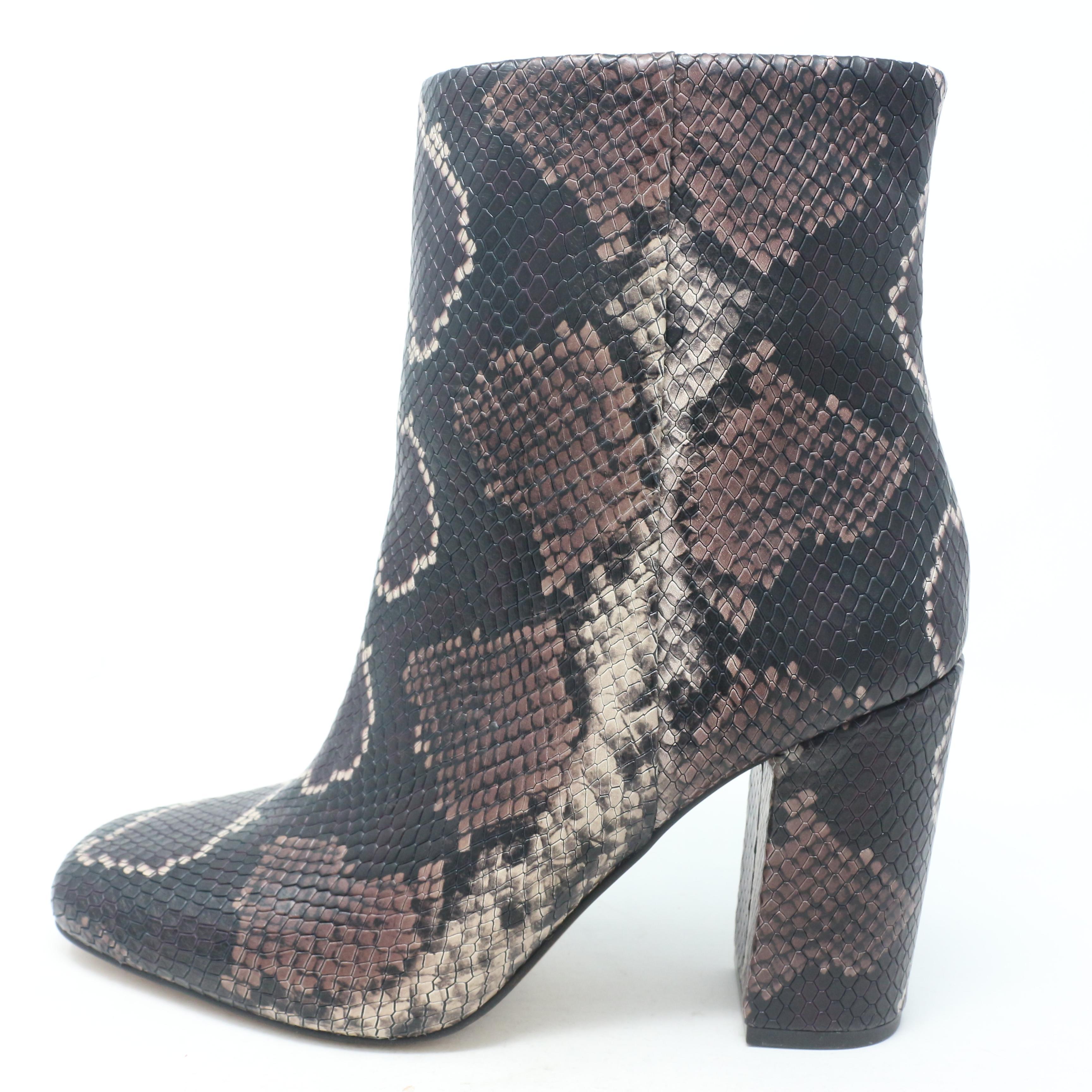 Vince Camuto Dannia Dark Brown Snake Print Leather Boots  / New With Box 8.0 M