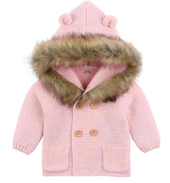 Slowmoose Baby/ Winter Warm Sweaters, Long Sleeve Hooded Coat 24M / Pink-2009719395